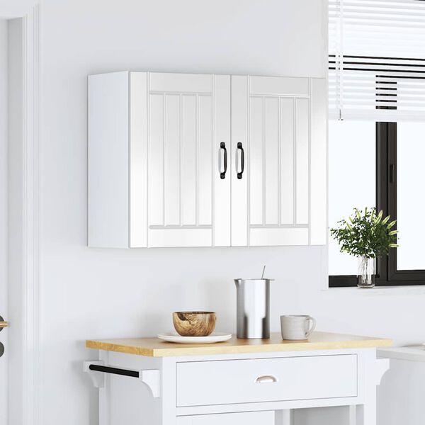 vidaXL Armoire murale de cuisine Lucca blanc brillant bois ing&eacute;nierie