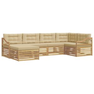 vidaXL Ensemble de canap&eacute;s d'ext&eacute;rieur 6 pc Blanc et Beige Polyester