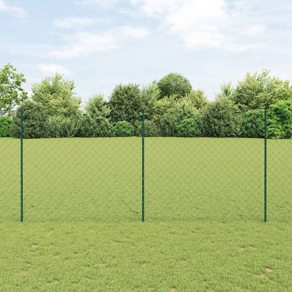 vidaXL Cl&ocirc;ture avec poteau Vert 1,4 x 25 m Acier et PVC