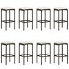vidaXL Ensemble de bar de jardin avec coussins 9 pcs Noir
