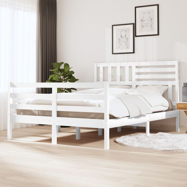 vidaXL Cadre de lit sans matelas blanc bois massif 140x200 cm