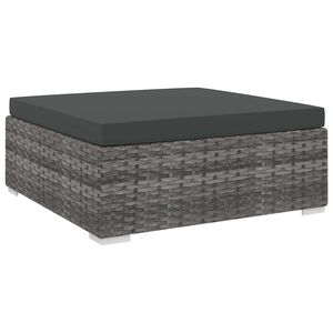 vidaXL Repose-pied sectionnel 1 pc avec coussin R&eacute;sine tress&eacute;e Gris