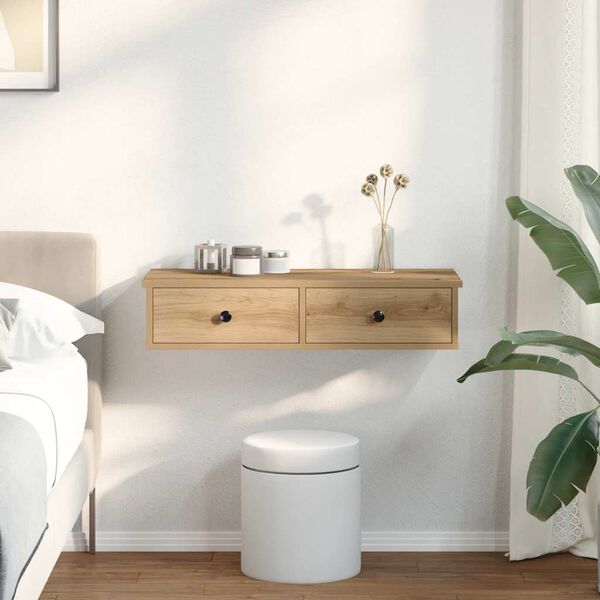 vidaXL &Eacute;tag&egrave;re murale avec tiroirs ch&ecirc;ne artisanal bois d'ing&eacute;nierie