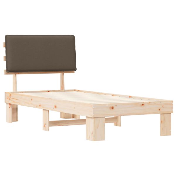 vidaXL Cadre de lit avec t&ecirc;te de lit rembourr&eacute;e Taupe 90 x 200 cm