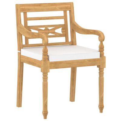 vidaXL Chaises Batavia lot de 6 avec coussins Bois de teck solide