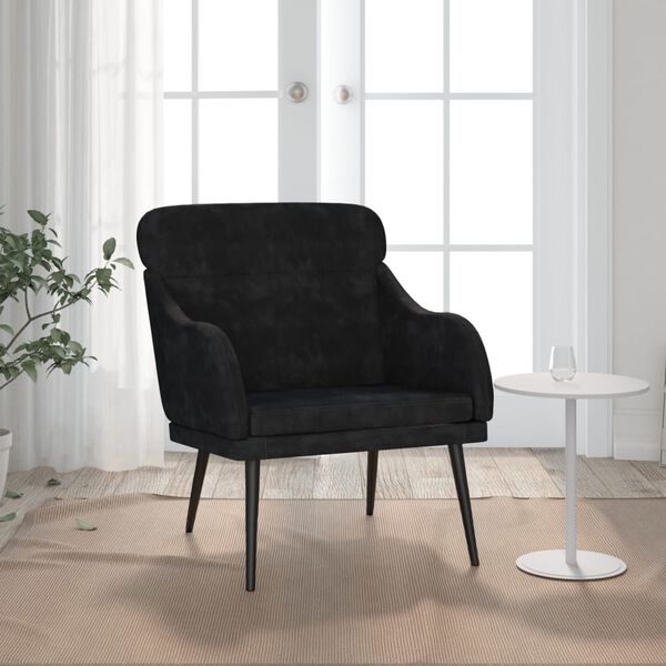 vidaXL Fauteuil Noir 63x76x80 cm Velours