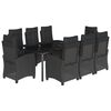 vidaXL Ensemble &agrave; manger de jardin 9pcs coussins noir r&eacute;sine tress&eacute;e