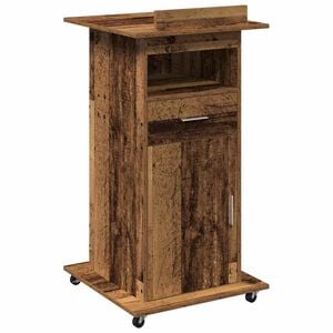 vidaXL Podium avec roue Bois ancien 55 x 55 x 107 cm Bois d'ing&eacute;nierie