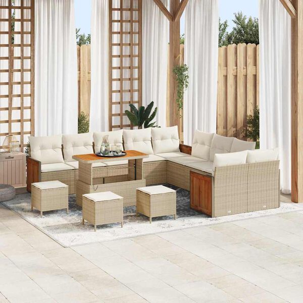 vidaXL Ensemble de canap&eacute; de jardin 18 pcs Beige et cr&egrave;me polyrotin