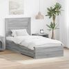 vidaXL Cadre de lit avec tiroir Sonoma Gris et Argent 75 x 190 cm