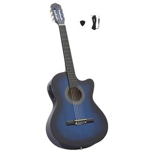 vidaXL Guitare d&eacute;coup&eacute;e classique occidentale &eacute;galiseur 6 cordes Bleu