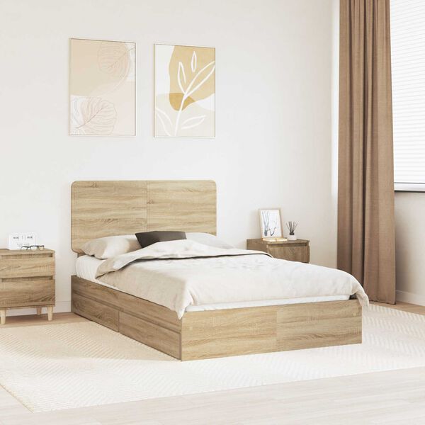 vidaXL Lit de Rangement Ch&ecirc;ne Sonoma 135 x 190 cm Bois d'ing&eacute;nierie