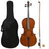 vidaXL Jeu de violoncelle sac arc en cheveux naturels bois fonc&eacute; 4/4
