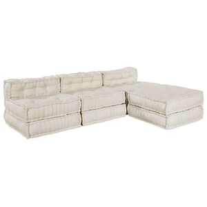 vidaXL Unit&eacute; de canap&eacute; modulaire 4 pcs Cr&egrave;me Tissu