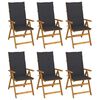 vidaXL Chaises pliantes 6 pi&egrave;ces avec coussins en bois d'acacia massif
