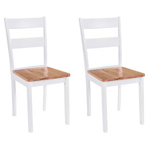 vidaXL Chaises &agrave; manger lot de 2 blanc bois h&eacute;v&eacute;a massif