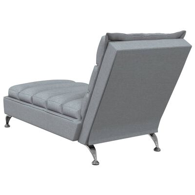 vidaXL Chaise longue avec coussins gris clair tissu