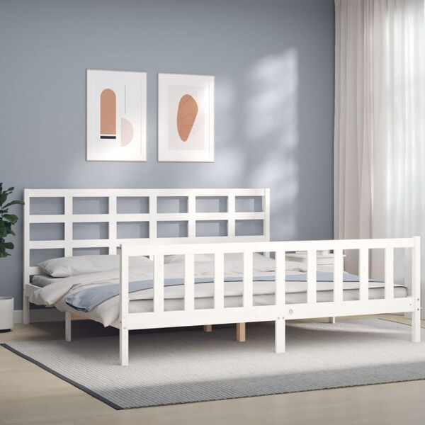 vidaXL Cadre de lit sans matelas blanc 200x200 cm bois massif de pin