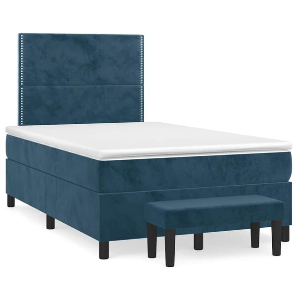 vidaXL Sommier &agrave; lattes de lit et matelas Bleu fonc&eacute; 120x200cm Velours