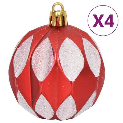 vidaXL Ensemble de boules de Noël 64 pcs Rouge et blanc