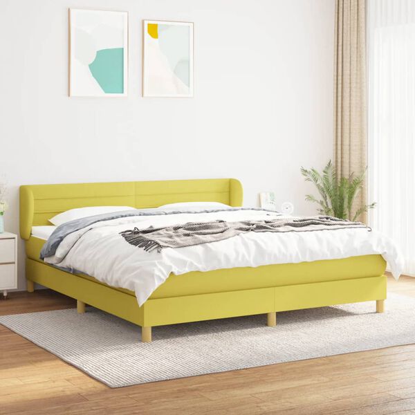 vidaXL Sommier &agrave; lattes de lit avec matelas Vert 180x200 cm Tissu