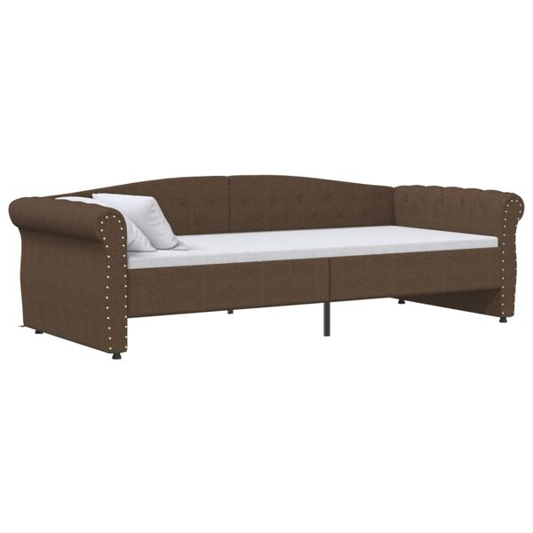 vidaXL Lit avec &eacute;clairage USB Marron Tissu 90x200 cm