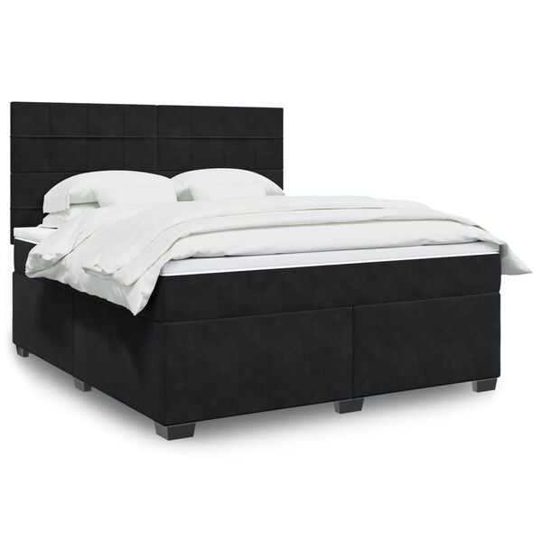 vidaXL Sommier &agrave; lattes de lit avec matelas Noir 180x200 cm Velours