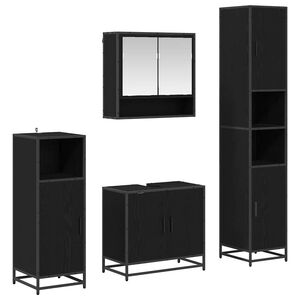 vidaXL Ensemble de mobilier de salle de bain 4 pcs Ch&ecirc;ne noir
