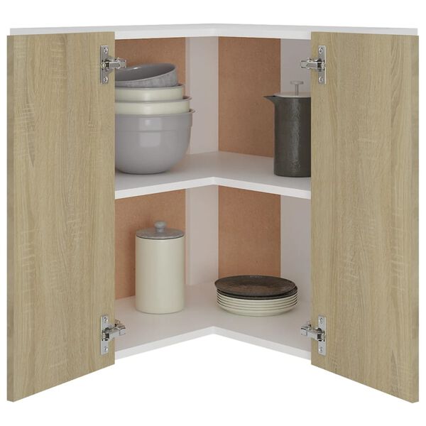 vidaXL Armoire d'angle suspendue "Lyon" Ch&ecirc;ne Sonoma 57 x 57 x 60 cm Bois d'ing&eacute;nierie