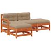vidaXL Ensemble de salon de jardin 4 pc Brun cire Bois de pin massif