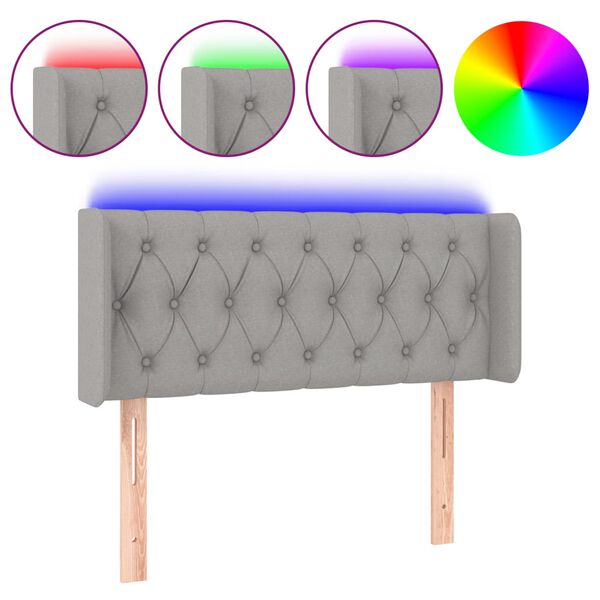 vidaXL T&ecirc;te de lit &agrave; LED Gris clair 103x16x78/88 cm Tissu