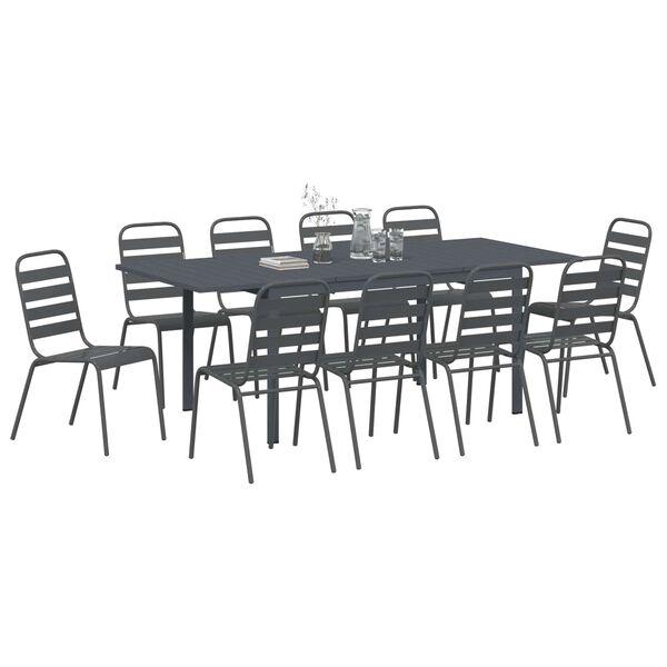 vidaXL Ensemble de salle &agrave; manger pour jardin 11 pcs Anthracite