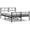 vidaXL Cadre de lit m&eacute;tal sans matelas avec pied de lit noir 135x190cm
