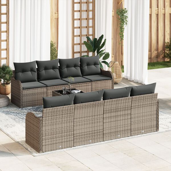 vidaXL Ensemble de canap&eacute; de jardin Gris 55 x 55 x 37 cm polyrotin