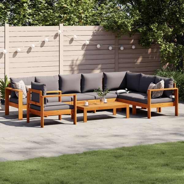 vidaXL Salon de jardin avec coussins 6 pcs bois d'acacia solide