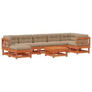 vidaXL Ensemble de salon de jardin 8 pc Brun cire Bois de pin massif
