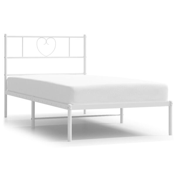 vidaXL Cadre de lit métal sans matelas avec tête de lit blanc 80x200cm