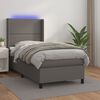 vidaXL Sommier &agrave; lattes de lit matelas LED Gris 90x200 cm Similicuir