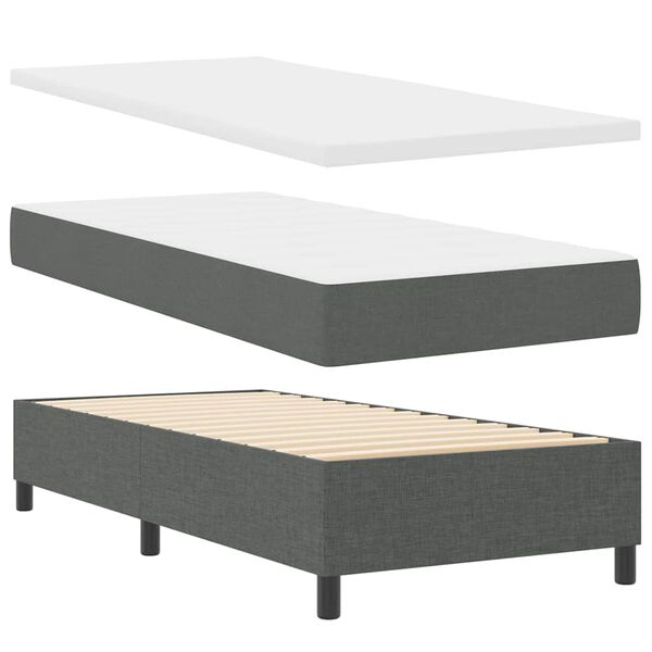vidaXL Lit &agrave; ressorts avec matelas Gris fonc&eacute; 80 x 200 cm tissu