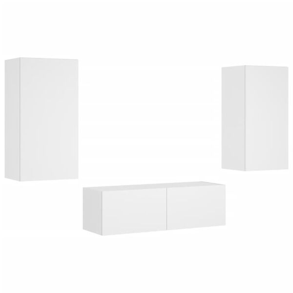 vidaXL Meuble TV muraux 3 pcs avec lumi&egrave;res LED blanc