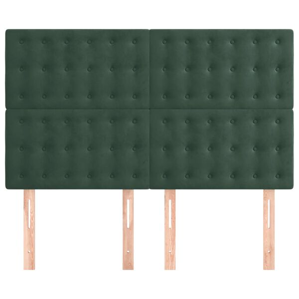 vidaXL T&ecirc;te de lit Vert fonc&eacute; 144 x 5 x 118/128 cm Velours