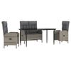 vidaXL Ensemble &agrave; manger jardin 4pcs et coussins Gris R&eacute;sine tress&eacute;e