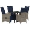 vidaXL Ensemble table et chaises avec coussin 5 pcs Gris Rotin PE