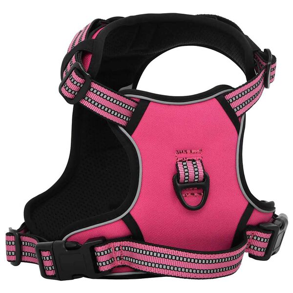 vidaXL Harnais pour chien et bandes r&eacute;fl&eacute;chissantes r&eacute;glables rose XL