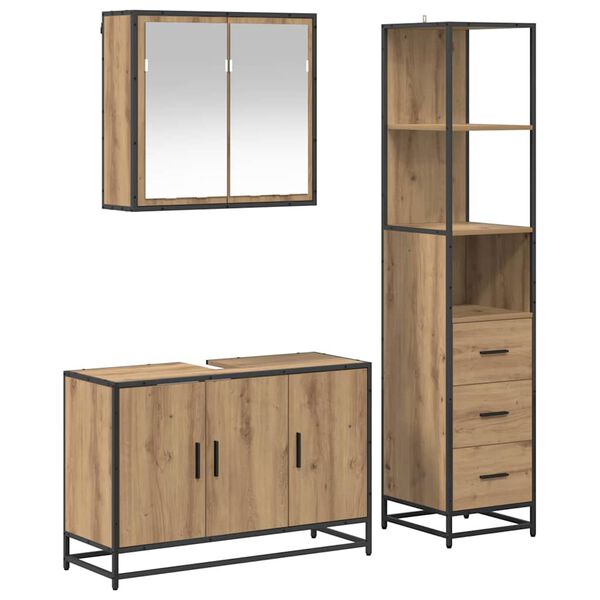 vidaXL Ensemble de mobilier de salle de bain 3 pcs Ch&ecirc;ne artisanal