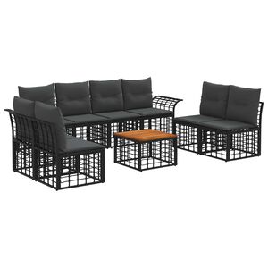 vidaXL Ensemble de canap&eacute;s d'ext&eacute;rieur 9 pc Noir et Gris fonc&eacute;