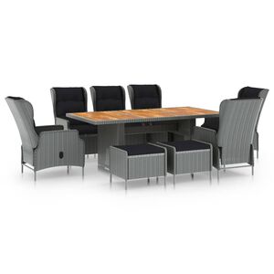 vidaXL Ensemble &agrave; manger d'ext&eacute;rieur et coussins 9 pcs r&eacute;sine tress&eacute;e