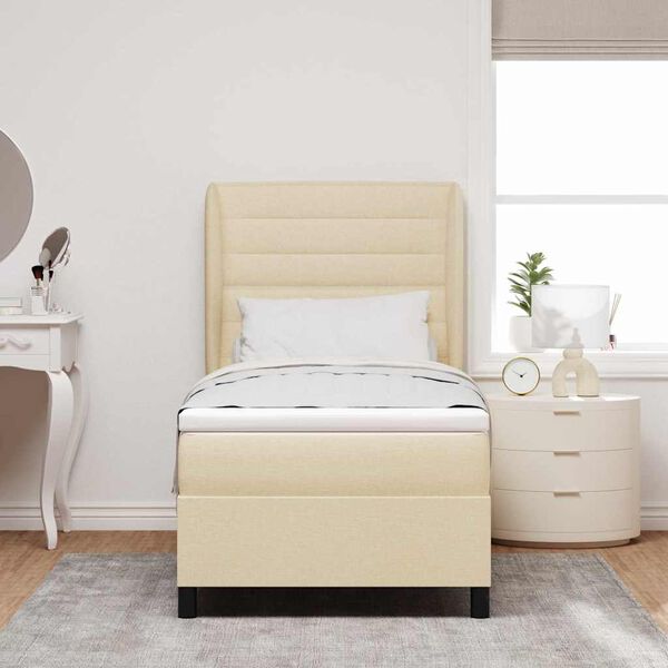 vidaXL Lit &agrave; ressorts avec matelas Cr&egrave;me 80 x 200 cm tissu