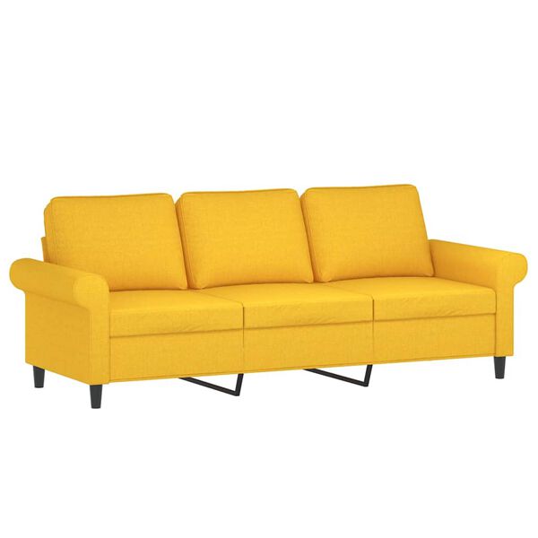 vidaXL Canap&eacute; &agrave; 3 places avec repose-pieds Jaune clair 180 cm Tissu