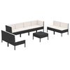 vidaXL Salon de jardin 9 pcs avec coussins R&eacute;sine tress&eacute;e Noir